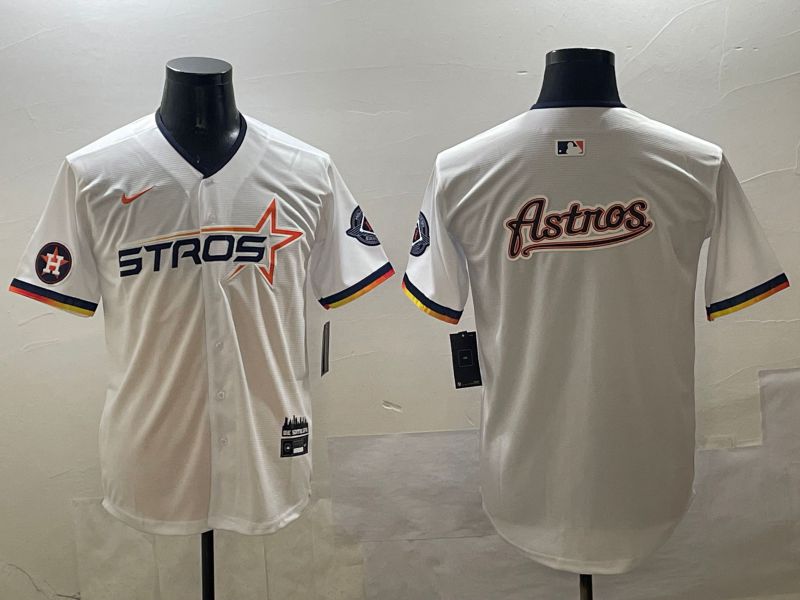 Men Houston Astros Blank White Three generations Joint Name 2025 Nike MLB Jersey style 14->houston astros->MLB Jersey